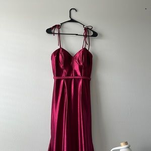 PROM DRESS rich red pinky color, from david bridal, size 4 but adjustable straps
